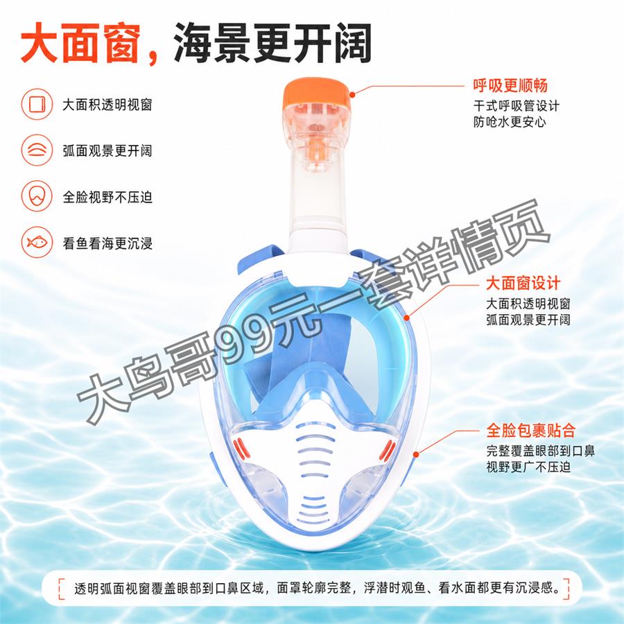 全面罩浮潜面罩交付图 大鸟哥200元一套详情页03